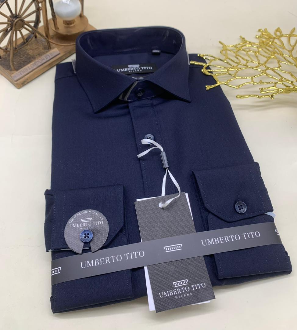 Umberto Tito Milano – Chemise Bleu Marine Prestige