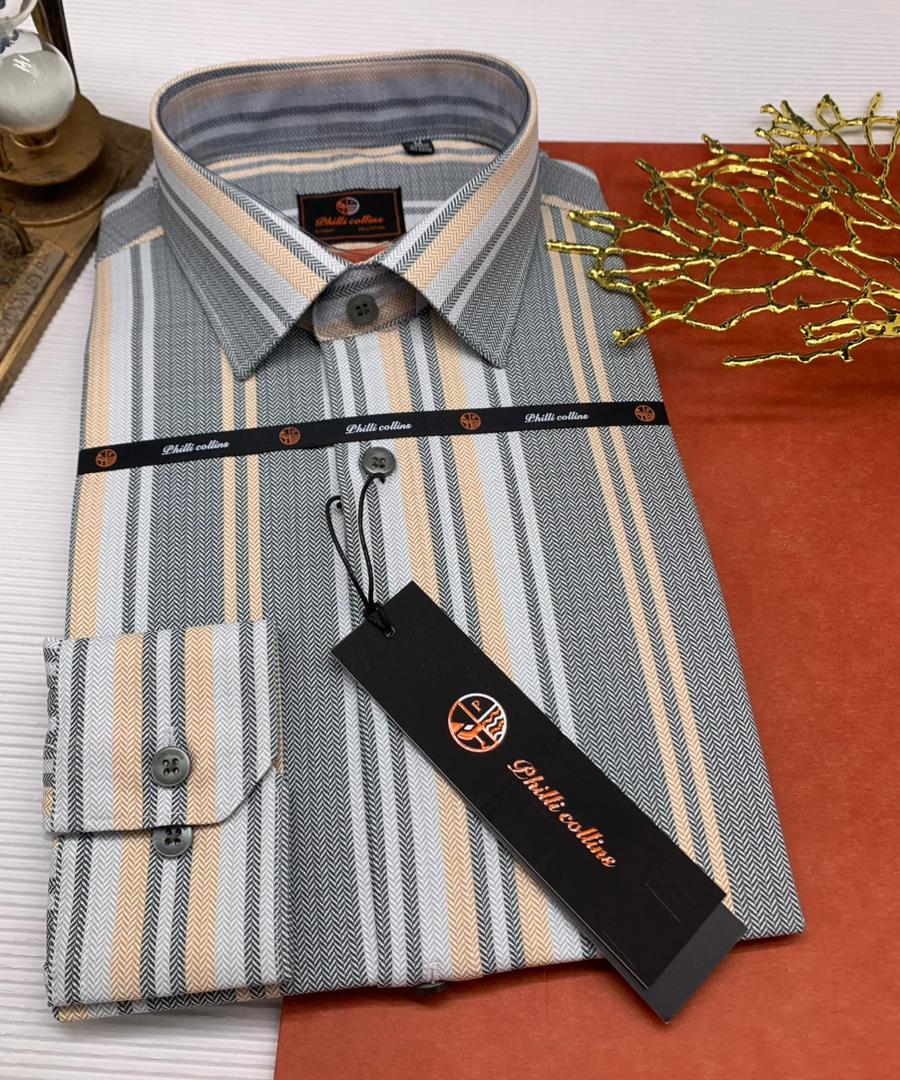 Raffin Collin – Chemise Rayée Sable & Gris